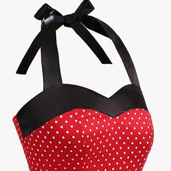 Red Polka Dot Strapless Dress - Picture 8 of 11